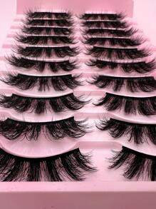 10 对猫睫毛 3D 仿貂皮睫毛自然假睫毛戏剧性浓密蓬松延长 猫睫毛 3D 仿貂皮睫毛自然假睫毛戏剧性浓密睫毛睫毛延长 Ashes 仿貂皮蓬松自然假睫毛假睫毛长妆手工睫毛延长睫毛貂皮睫毛美容眼猫节舞台表演 - 黑色 - 查看 1