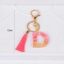 Women Letter & Tassel Charm Fashionable Keychain For Gift