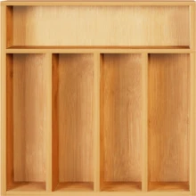 竹子收納-5隔間-竹子抽屜收納14X10X2.36英寸-竹子五金收納(自然) - 杏色 - 查看 3