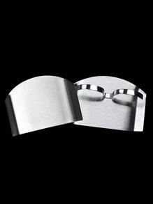 1pc Stainless Steel Finger Guard For Cutting Food - Silver - View 4