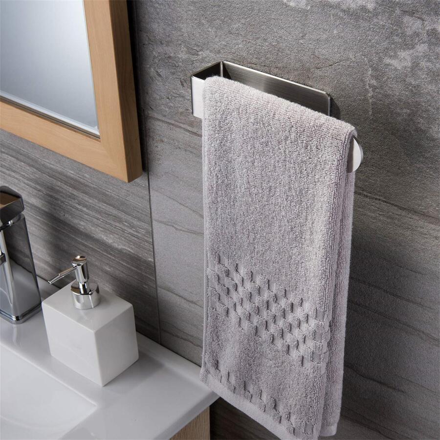 1pc Stainless Steel Towel Rack, Modern Black Towel Rack For Bathroom - Silver - View 1