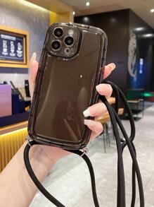 Plain Phone Case With Lanyard - Black - View 1