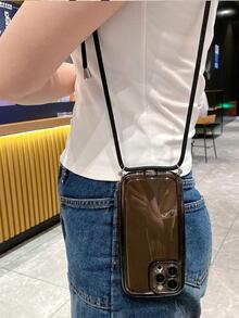 Plain Phone Case With Lanyard - Black - View 3