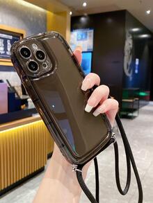 Plain Phone Case With Lanyard - Black - View 2