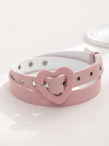 1入組女士心形搭扣休閒皮帶適用於日常生活
