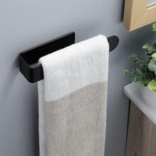1pc Stainless Steel Towel Rack, Modern Black Towel Rack For Bathroom - Silver - View 2