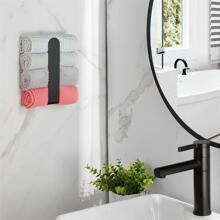 1pc Stainless Steel Towel Rack, Modern Black Towel Rack For Bathroom - Silver - View 6