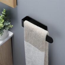 1pc Stainless Steel Towel Rack, Modern Black Towel Rack For Bathroom - Silver - View 3