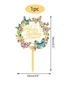 1pc Butterfly & Slogan Graphic Cake Topper Back To School Valentine Day - Multicolor - View 6