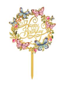 1pc Butterfly & Slogan Graphic Cake Topper Back To School Valentine Day - Multicolor - View 4