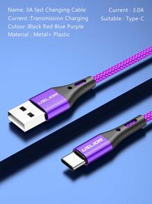 1pc USB Type C Cable Fast Charging Cord For Sam.Sung Honor,USB A To Type C 3A Fast Charging Braided Charge Cord(Purple)