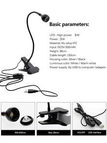 WeiXuan 1 pieza USB clips escritorio lectura negro - Negro - Ver 4