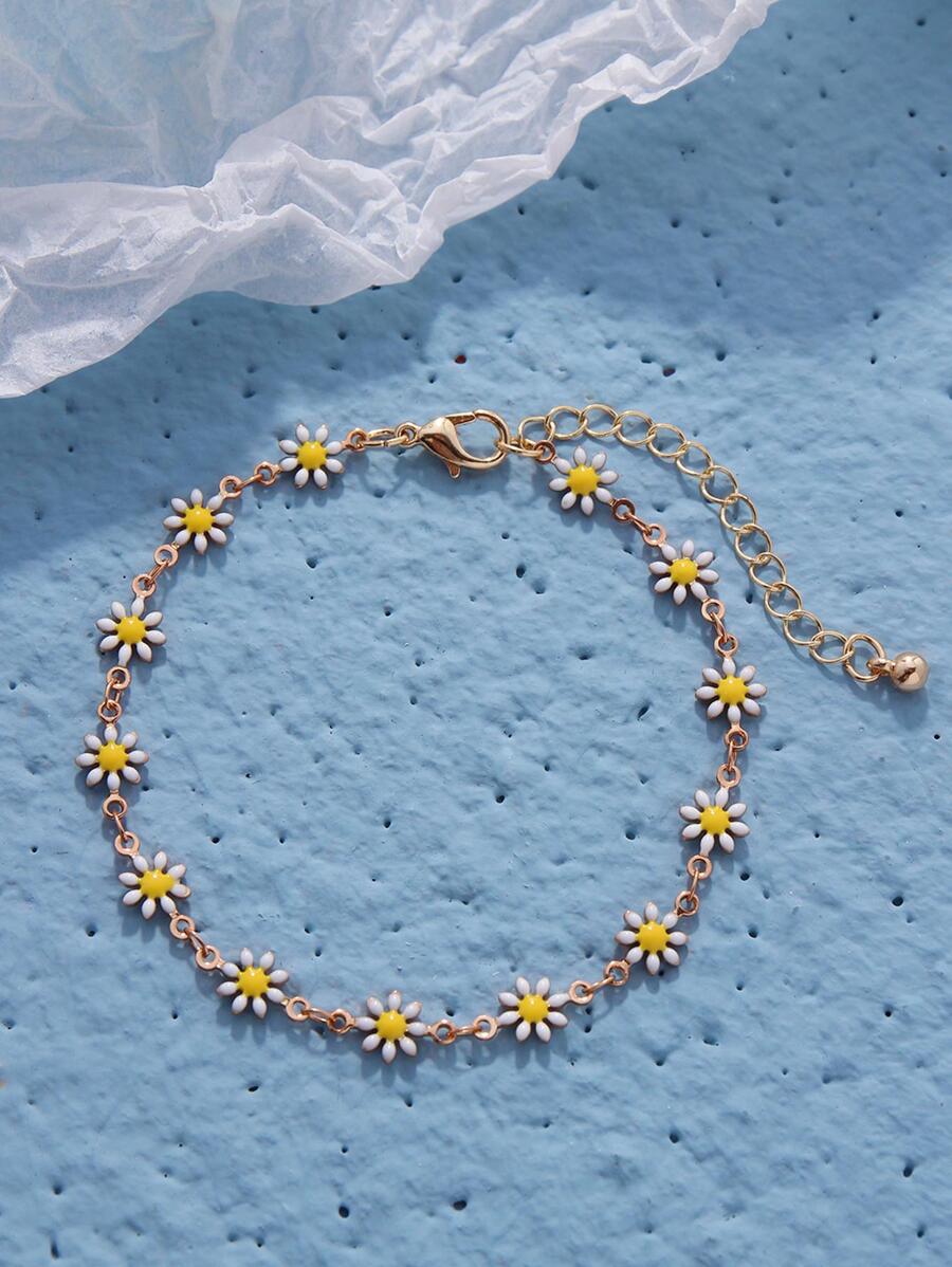 Vòng tay liên kết chuỗi Daisy cho phong cách nghỉ hè - Vàng - Xem 1