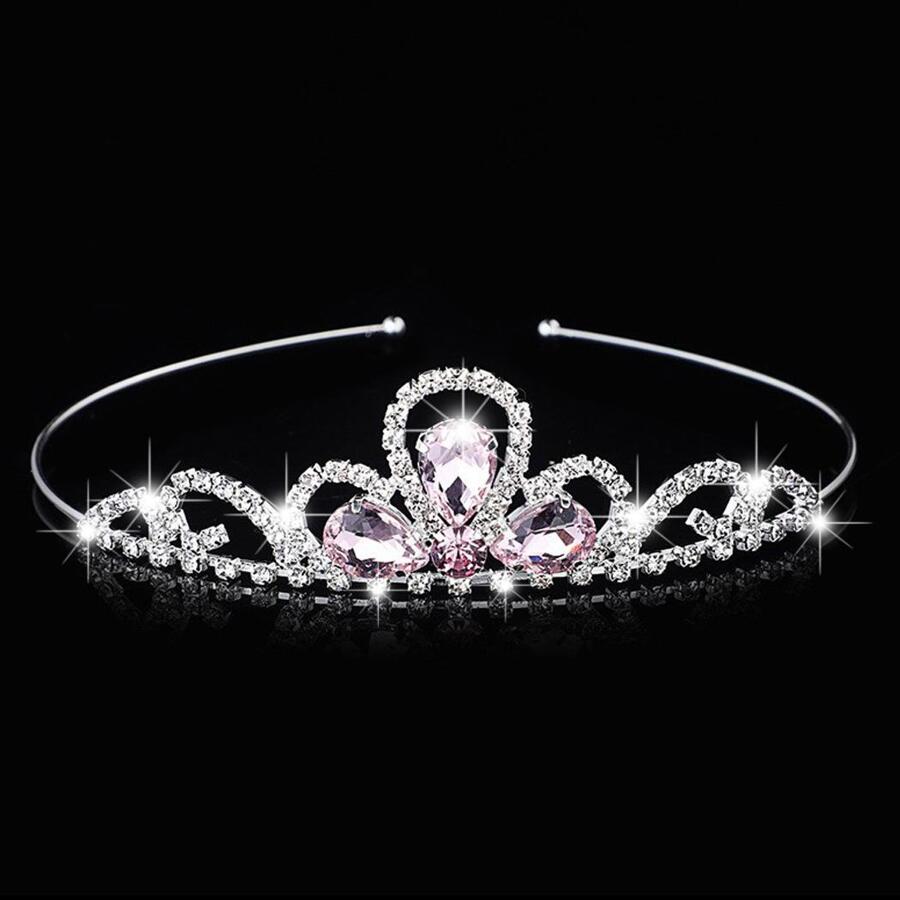 Unicra Princess Girl Tiara Silver Rhinestone Tiaras Birthday Party Crown Children Crowns