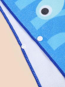 1pc Children's Ultra-Soft Fiber Printed Double-Sided Hooded Bath Towel, Children's Bathrobe