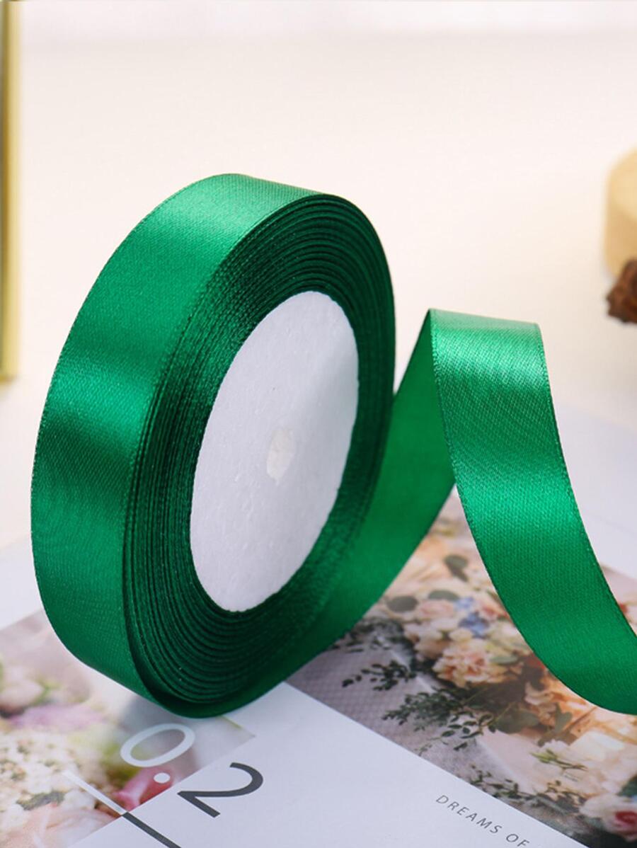 1 cuộn Ruy băng gói quà màu trơn - màu xanh lá - Xem 1