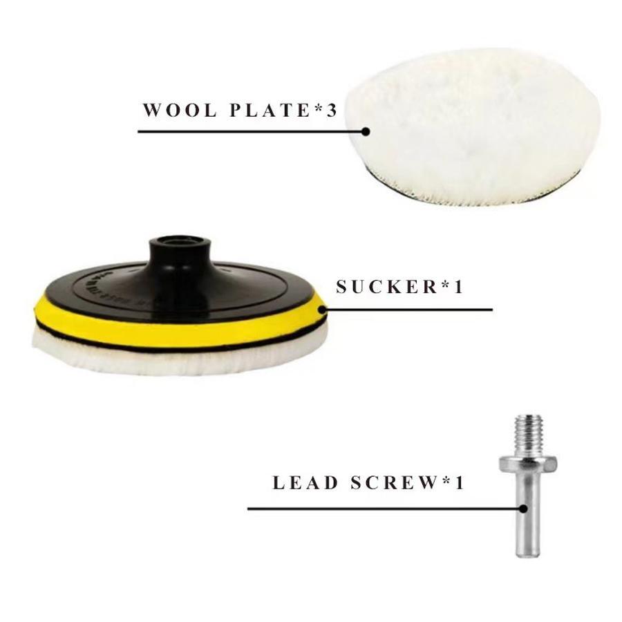 5pcs Car Detailing Polishing Pad Kit Wool Pad, Sponge Pad, Disc For