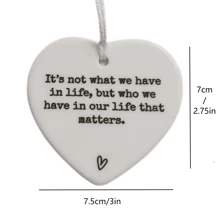 1pc Heart-Shaped Ceramic Tile Gift Set, Inspirational Positive Gifts For Women, Friends, Classmates, Colleagues, Family - "It's Not What We Have In Life But Who We Have In Our Life That Matters" - White - View 6