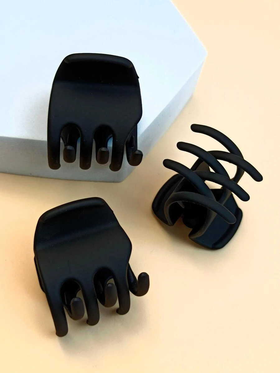 3 pièces Pince à cheveux unicolore décontractée pour la vie quotidienne, accessoires pour cheveux, pinces à cheveux, pince à mâchoire, pince à cheveux, accessoires pour cheveux noirs pour les tenues de vacances pour femmes