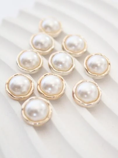 10 piezas Botones de coser con decoración de perlas falsas para manualidades