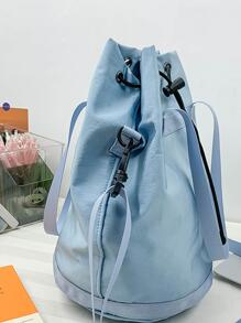 Túi Bucket nhỏ Nylon Dây rút thông thường Dây đeo có thể điều chỉnh - Màu xanh lam - Xem 3