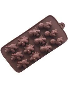 1pc 12 In 1 Dinosaur Chocolate Molds, Silicone Mold For Fondant, Candy & Cake Baking - Coffee Brown - View 6