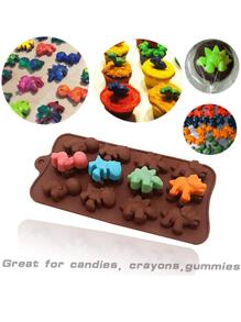 1pc 12 In 1 Dinosaur Chocolate Molds, Silicone Mold For Fondant, Candy & Cake Baking - Coffee Brown - View 2