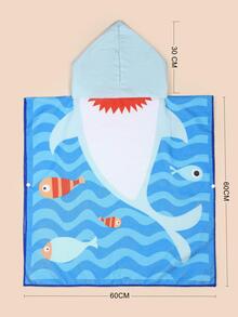 1pc Children's Ultra-Soft Fiber Printed Double-Sided Hooded Bath Towel, Children's Bathrobe