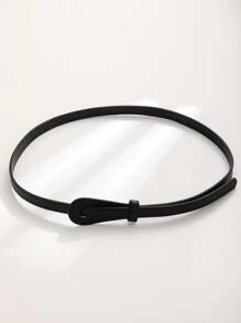 1 Đồng Màu Thời Trang Tất Cả Các Trận Đấu Mỏng Thắt Lưng Cho Trang Trí Đầm - màu đen - Xem 3