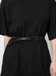 1 Đồng Màu Thời Trang Tất Cả Các Trận Đấu Mỏng Thắt Lưng Cho Trang Trí Đầm - màu đen - Xem 6