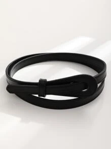 1 Đồng Màu Thời Trang Tất Cả Các Trận Đấu Mỏng Thắt Lưng Cho Trang Trí Đầm - màu đen - Xem 5