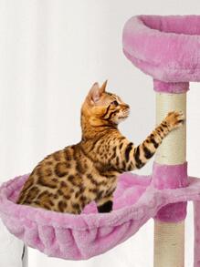 Cute Cat Tree Kitten Cat Tower for Indoor Cat Condo Sisal Scratching Posts with Jump Platform Cat Furniture Activity Center Dangling Balls Play House Pink - 粉色 - 查看 3