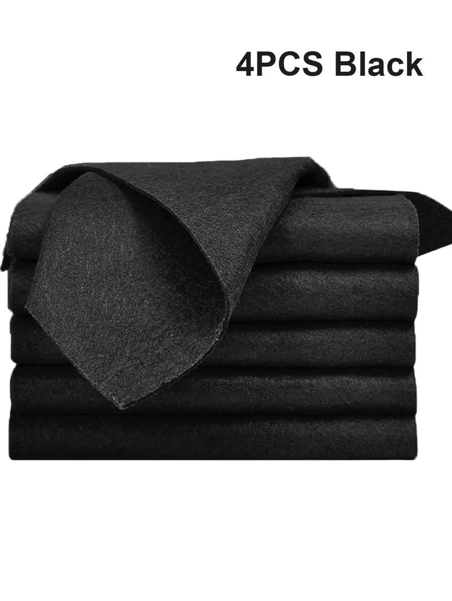 4 chiếc khăn lau kính Magic Cloth không để lại dấu vết không có vết nước Dụng cụ vệ sinh giẻ lau sợi nhỏ Khăn lau nhanh Miếng cọ rửa, màu đen - màu đen - Xem 1