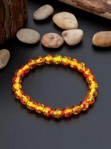 1入組簡約8毫米琥珀珠串手鍊男士時尚彈性瑜伽佛教祈禱手鍊首飾 - 手鍊 - 查看 1