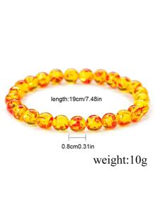 1入組簡約8毫米琥珀珠串手鍊男士時尚彈性瑜伽佛教祈禱手鍊首飾 - 手鍊 - 查看 3