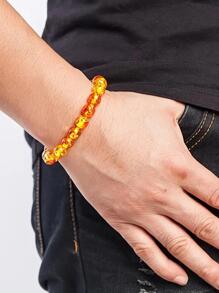 1入組簡約8毫米琥珀珠串手鍊男士時尚彈性瑜伽佛教祈禱手鍊首飾 - 手鍊 - 查看 5