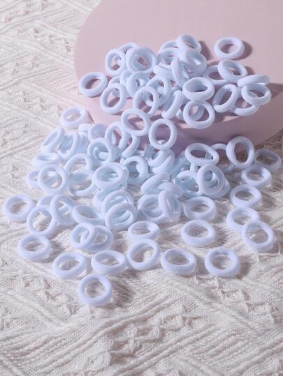 100pcs Girls' Colorful 0.8 Inch Diameter Finger-Sized Hair Scrunchies, Cute & Non-Damaging Hair Ties, Ponytail Holders For Daily Use