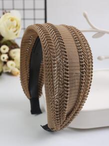 1 件宽边发带遮盖白发，简约设计带齿，防滑压夹，穿孔透气头带，女士发带，发箍头带 - 咖啡棕 - 查看 1