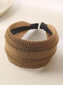 1 件宽边发带遮盖白发，简约设计带齿，防滑压夹，穿孔透气头带，女士发带，发箍头带 - 咖啡棕 - 查看 3