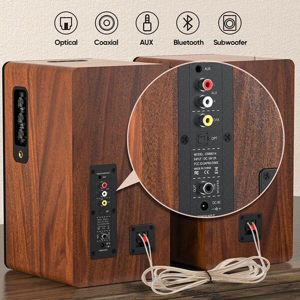 Saiyin Bookshelf Speakers with MIC Input, 40W X 2 Large Powered