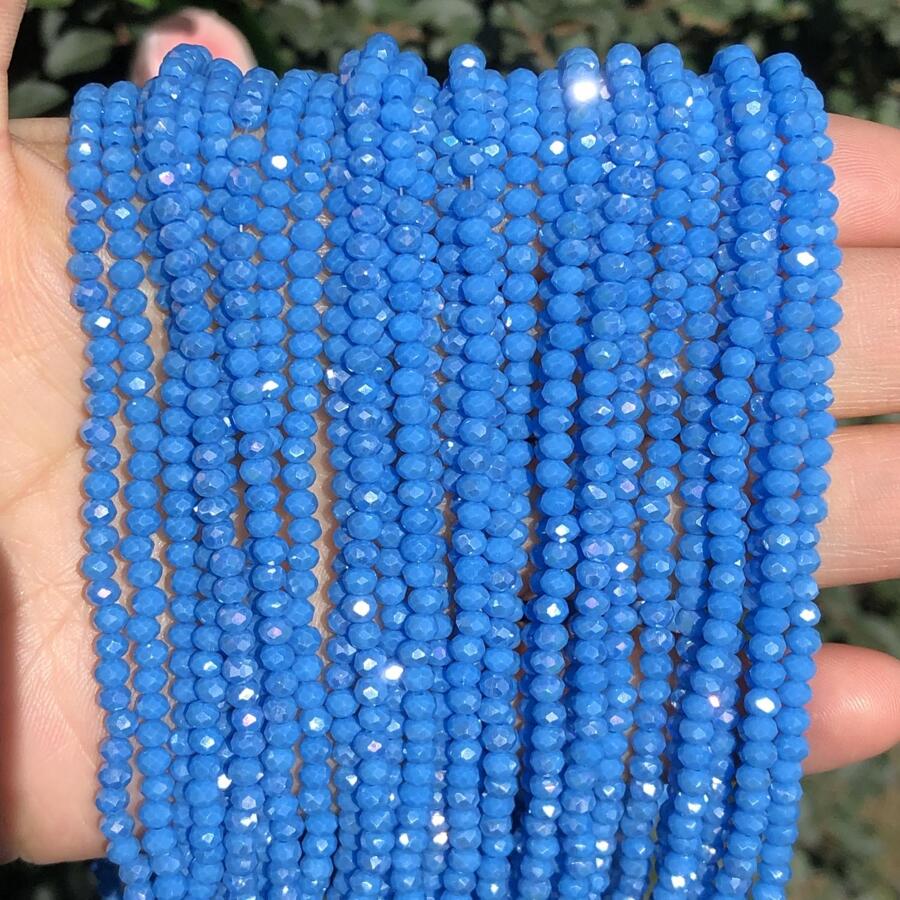 3mm (0.118 pulgadas), 120 Uds., cuentas facetadas AB de cristal de arcoíris, cuentas espaciadoras sueltas Rondelle, cuentas multicolores para fabricación de joyas, accesorios DIY - Albaricoque - Ver 1