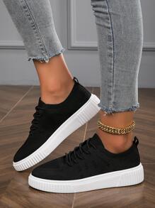 2023新風格女士防水台鞋 - 黑與白 - 查看 4