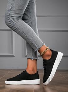 2023新風格女士防水台鞋 - 黑與白 - 查看 5