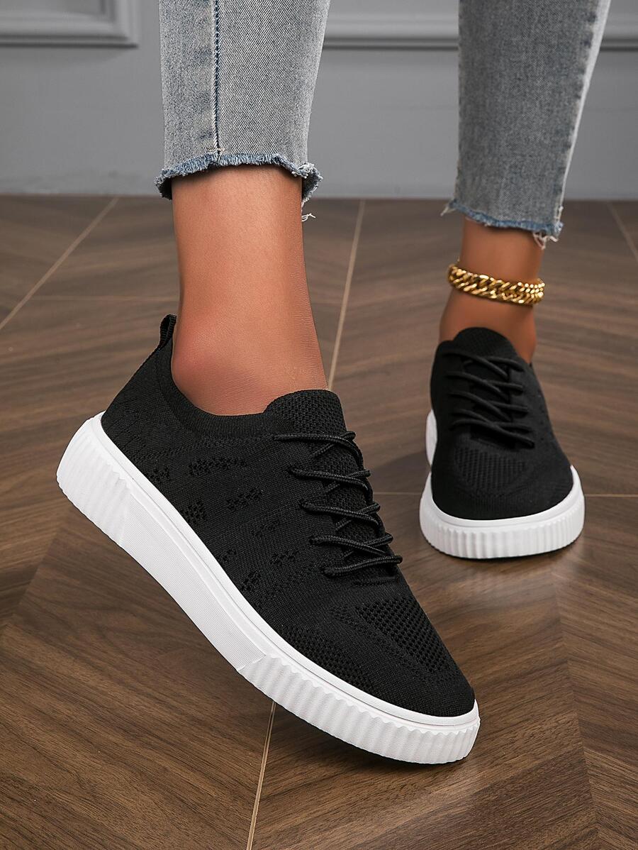 2023新風格女士防水台鞋 - 黑與白 - 查看 1