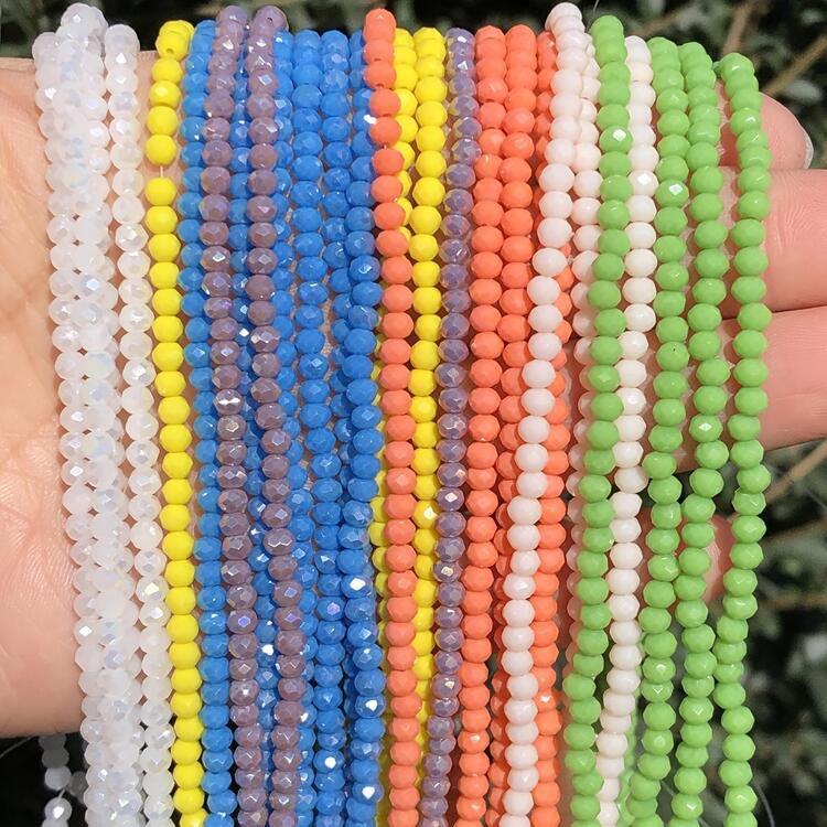 3Mm (0.118 Inch) 120 Mặt AB Cầu Vồng Pha Lê Hạt Thủy Tinh Rondelle Rời Không Gian Siêu Tốc Hạt Nhiều Màu Trang Sức Làm Tự Làm Phụ Kiện - Màu be - Xem 2