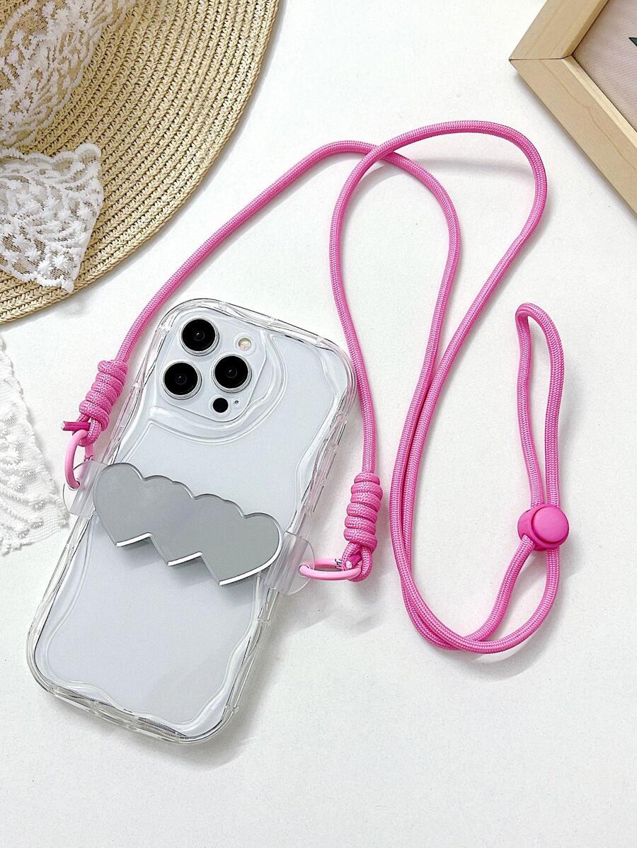 1 个可爱卡通手机夹适用于 Iphone13，特殊心形镜面配件手机壳夹适用于 Galaxy A14，粉色手机壳挂绳夹适用于 Redmi 12C，通用尺寸玫瑰粉色挂绳手机壳夹适用于 13 Pro Max。 - 彩色 - 查看 1