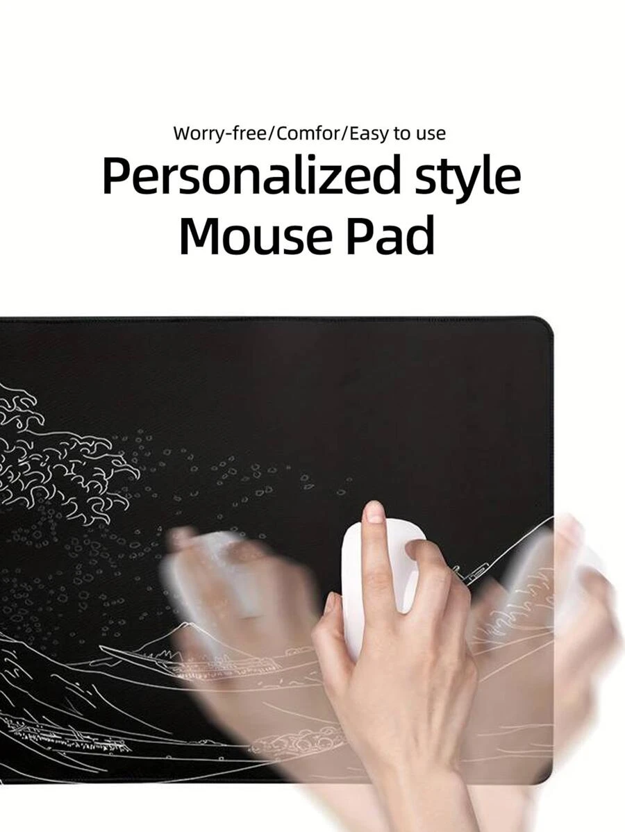 Tấm lót chuột cao su họa tiết sóng - màu đen - Xem 1