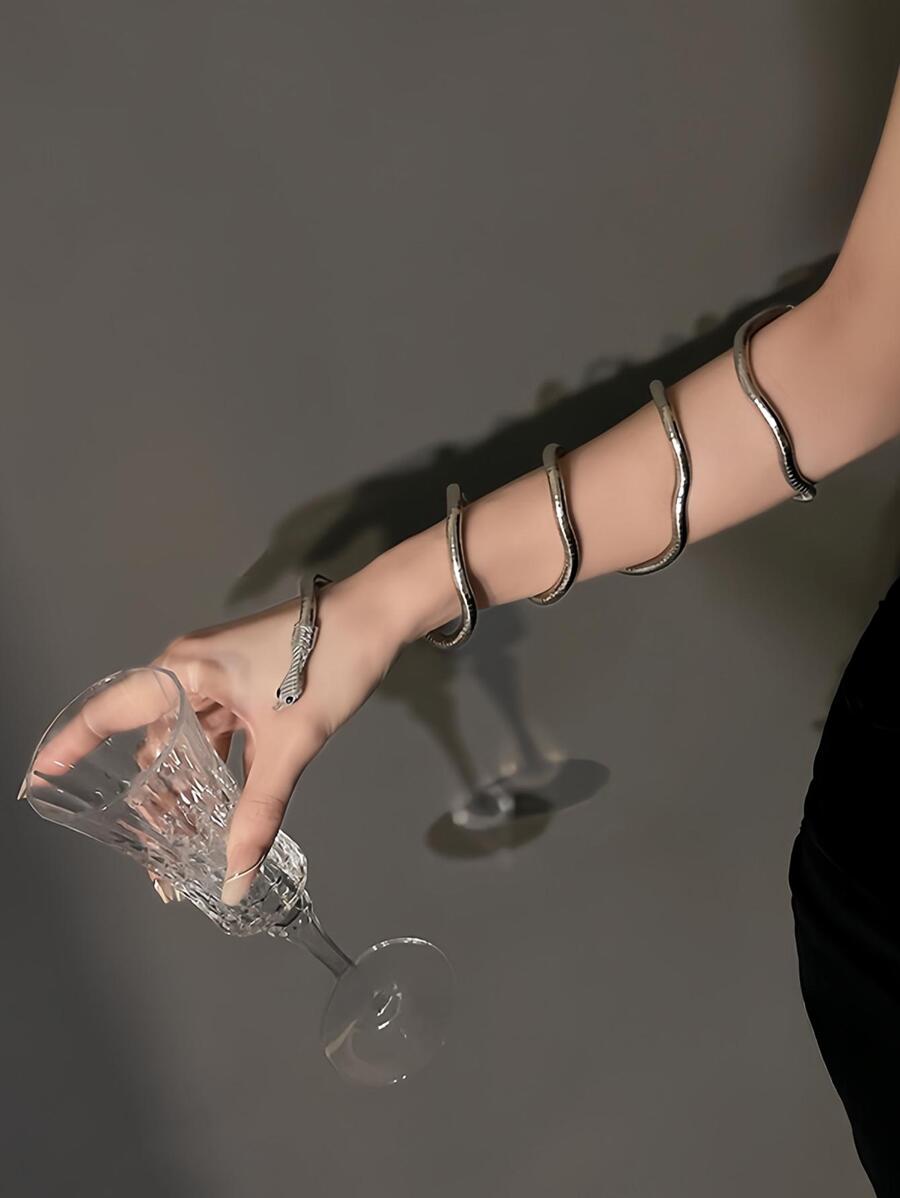 1pc Snake-Shaped Fashionable Cool & Personalized Body Chain Halloween,Party - Silver - View 1