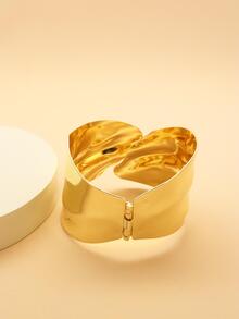 1 chiếc vòng đeo tay kết cấu tối giản thời trang dành cho phụ nữ để làm quà tặng cho bạn bè - Vàng - Xem 2