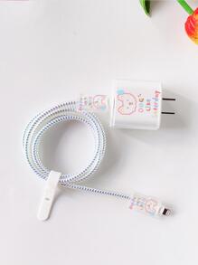 1入組可愛鯰魚形LED燈，帶18/20瓦快速充電頭、保護殼、防斷數據線整理套 - 彩色 - 查看 4